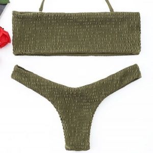 Bandeau scrunch bikini set- NWT!